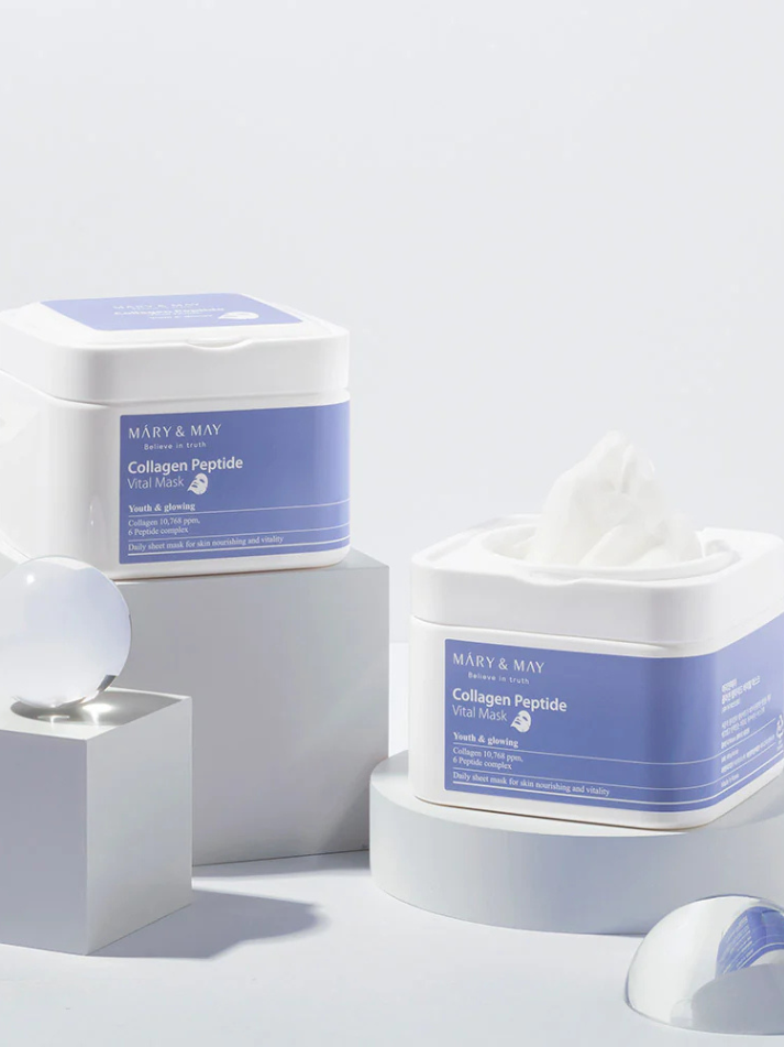 MARY&MAY Collagen Peptide Vital Mask, action
