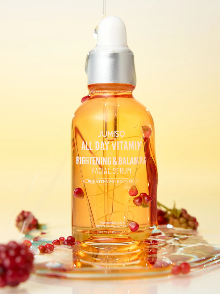 Jumiso All Day Vitamin Brightening & Balancing Facial Serum, action