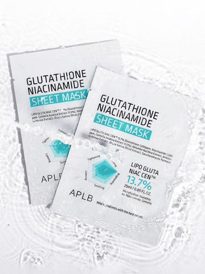 APLB Glutathione Niacinamide Sheet Mask, action